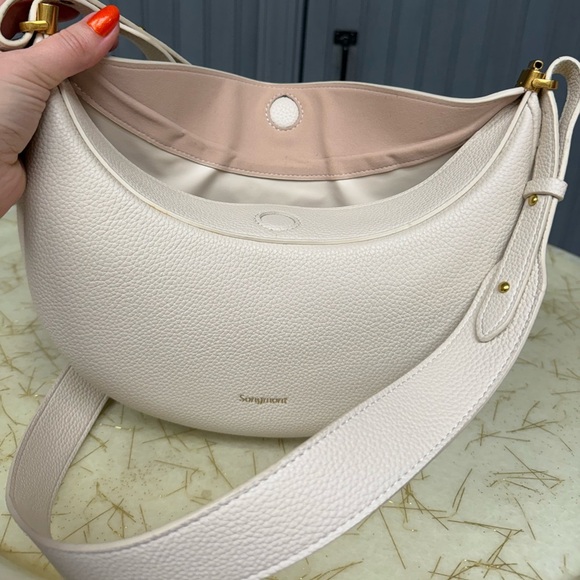 Songmont Luna Vegan Leather Hobo Bag - Ivory, Size Medium - Picture 7 of 16